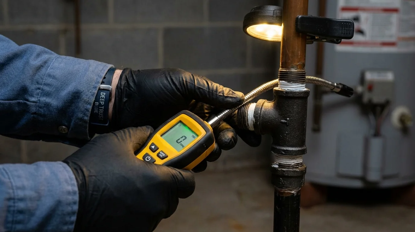 Gas leak detection with electronic sniffer by Johns Plumbing LLC in Colleyville