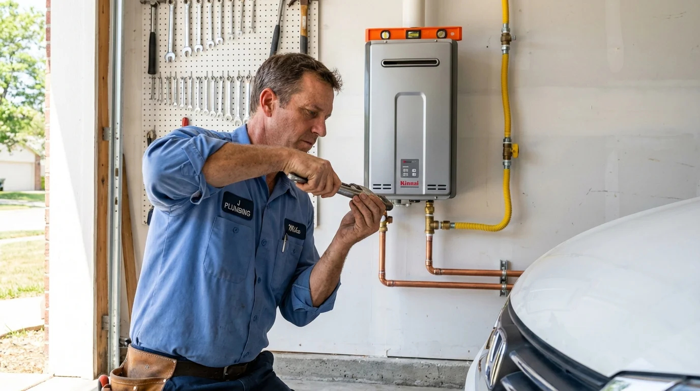 Tankless water heater installation by a Johns Plumbing LLC plumber in Colleyville
